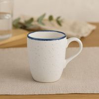 Taza de Porcelana Blanca con Borde Azul Vintage 12.8 Oz