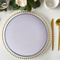 Plato Para Cena Blanco Orilla Azul 10.8 Plg - Niu Haus
