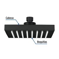 Regadera Cuadrada Abs Negro Mate sin Brazo 6 Plg - Foset