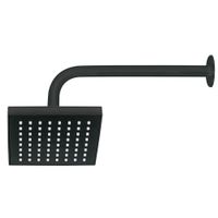 Regadera Cuadrada ABS 6 Plg Negro Mate con Brazo - Foset