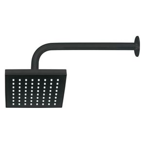 Regadera Cuadrada ABS 6 Plg Negro Mate con Brazo - Foset