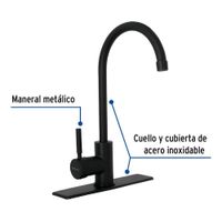 Monomando para Cocina Palanca Cuello Alto Negro Mate - Foset
