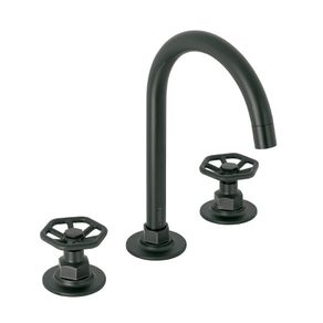 Mezcladora De Lavabo Manerales Volante Túbig Negro Mate - Foset