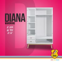 Armario De 3 Puertas Blanco Y Rosa De 132X61X204 Cm - Zmobili