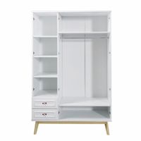 Armario De 3 Puertas Blanco Y Rosa De 132X61X204 Cm - Zmobili