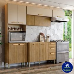 Gabinete De Cocina 8 Estantes Y 3 Gavetas Beige 260 Cm - Z