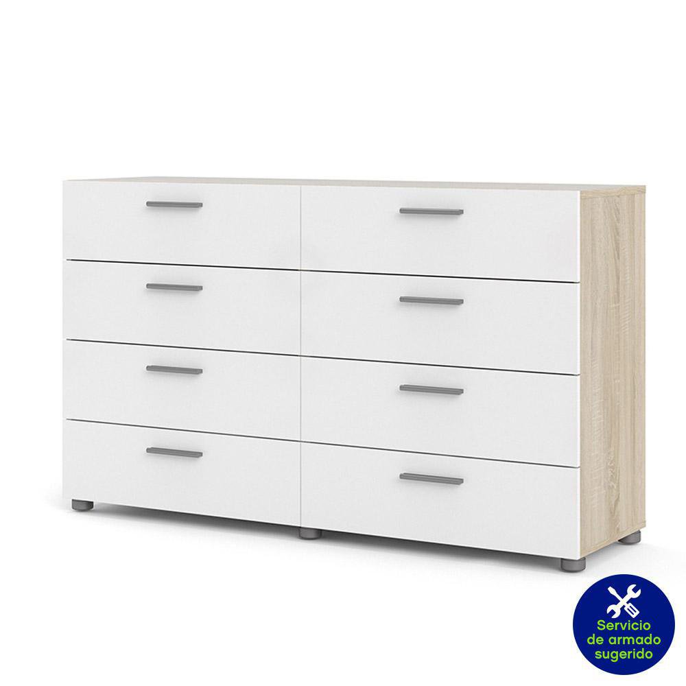 Gavetero Turin con 8 Gavetas Color Blanco y Beige