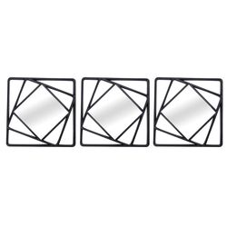 Set De Espejos Borde Negro 3 Pzas 25x25x2 Cm - Concepts