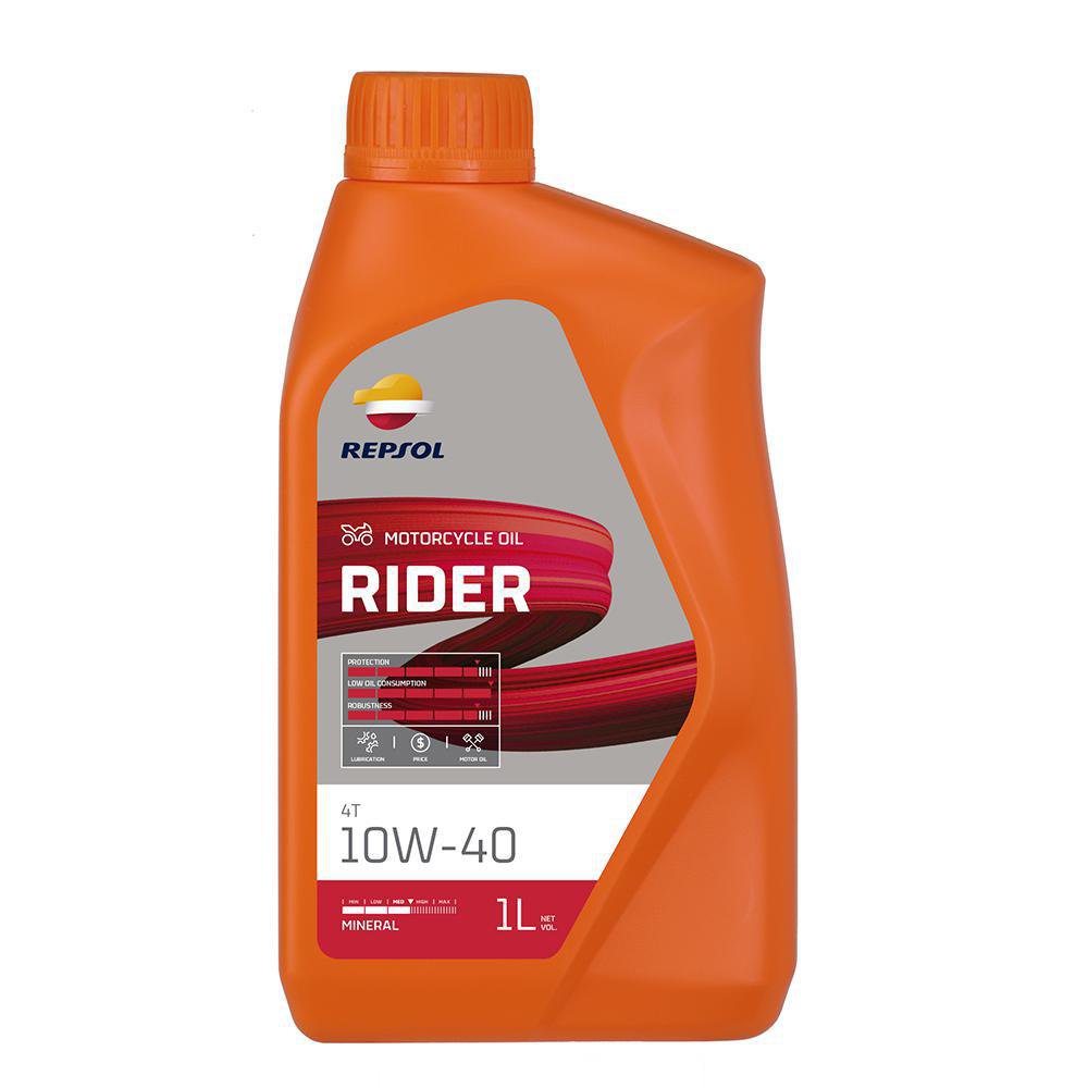 Aceite para Moto Mineral 10W-40 4T Rider Repsol de 1 Litro Aceite para Moto 10W-40 Repsol Rider Mineral 4T de 1 L
