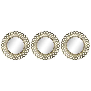 Set De Espejos Borde Dorado 3 Pzas 25x25x2 Cm - Concepts