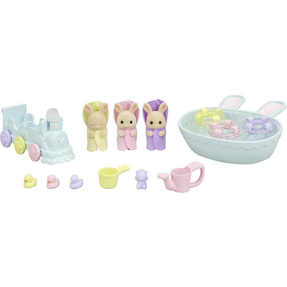 Set de Figuras Sylvanian Families Hora del Baño de los Trillizos Conejo de Leche de 14 Pie…