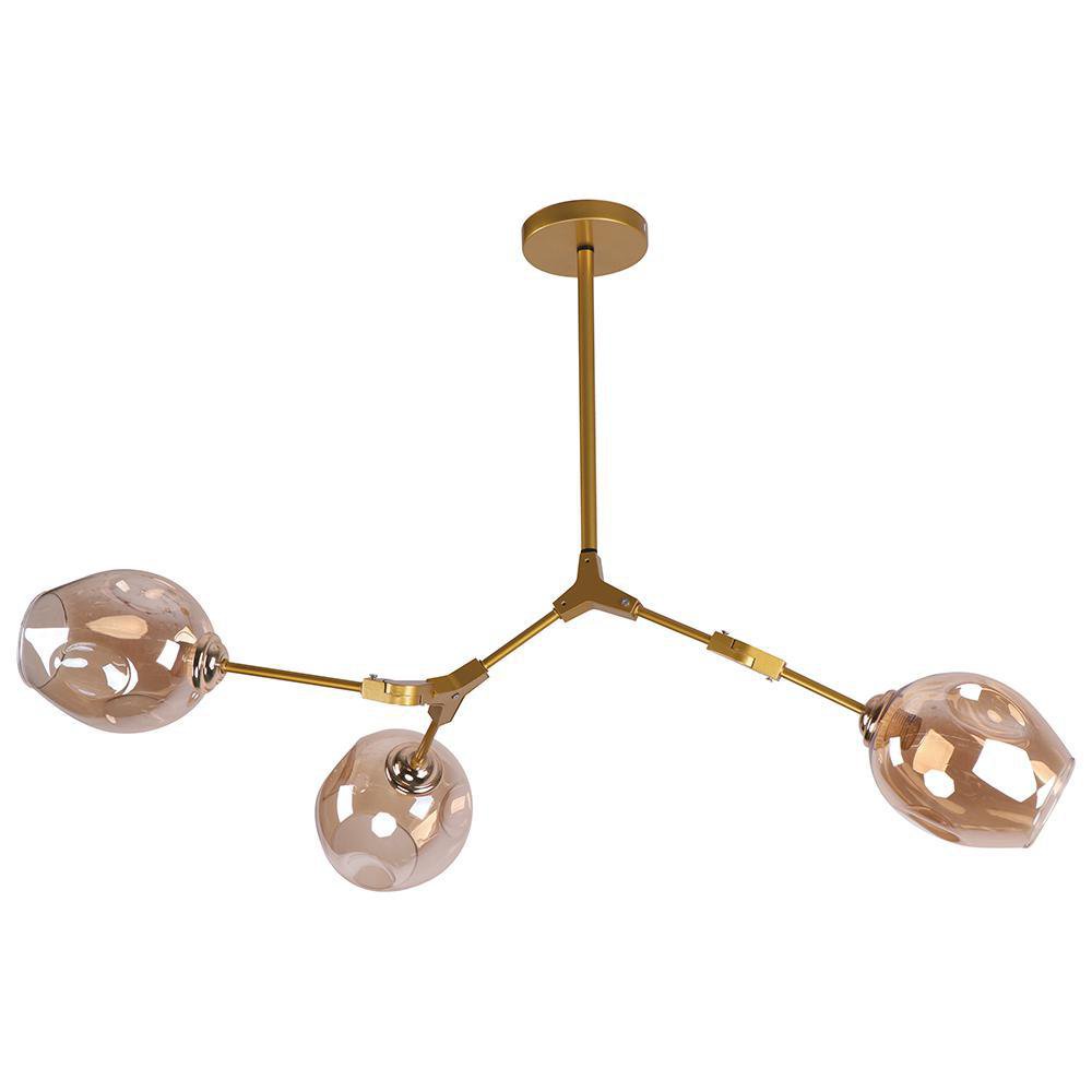 Lámpara de Techo 3 Luces Glamurnyy Dorada E27 y 40W