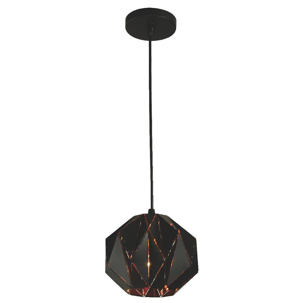 Lámpara Colgante de 1 Luz Geométrica en Metal de Color Negro con Base E27 40W