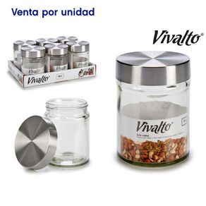 Tarro De Cristal Cilíndrico Con Tapa De Acero 300 Ml