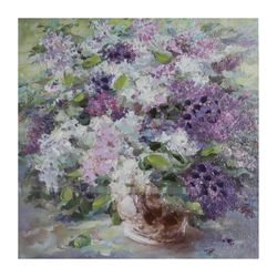 Cuadro Decorativo Arreglo Floral Morado 80x2.5x80 Cm - Concepts