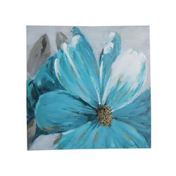 Cuadro Decorativo Sin Marco Flor Turquesa 80x2.8x80 Cm - Concepts