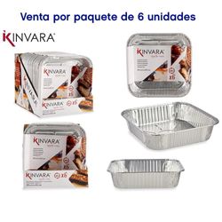 Set De Bandejas Cuadradas De Aluminio 6 Pzas
