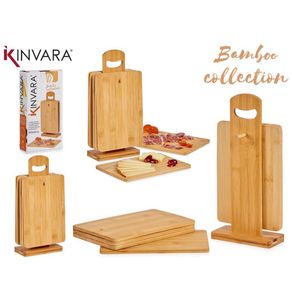 Set De Tablas Para Picar De Bambú Con Soporte 6 Pzas