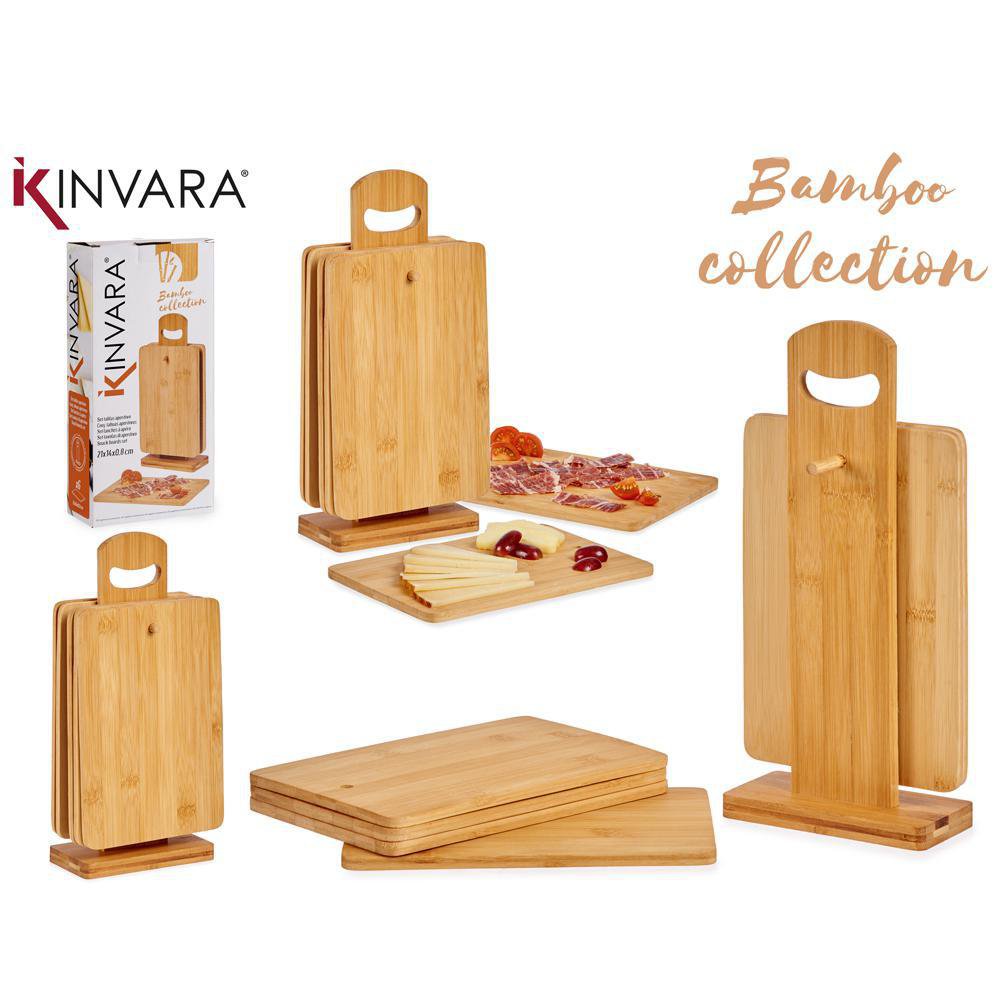 Set de 6 Tablas de Bambú con Soporte para Picar