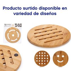 Aislador De Calor Redondo De Bambú 19 Cm De Diámetro