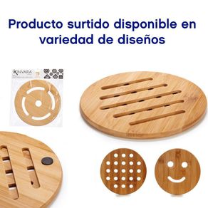 Aislador De Calor Redondo De Bambú 19 Cm De Diámetro