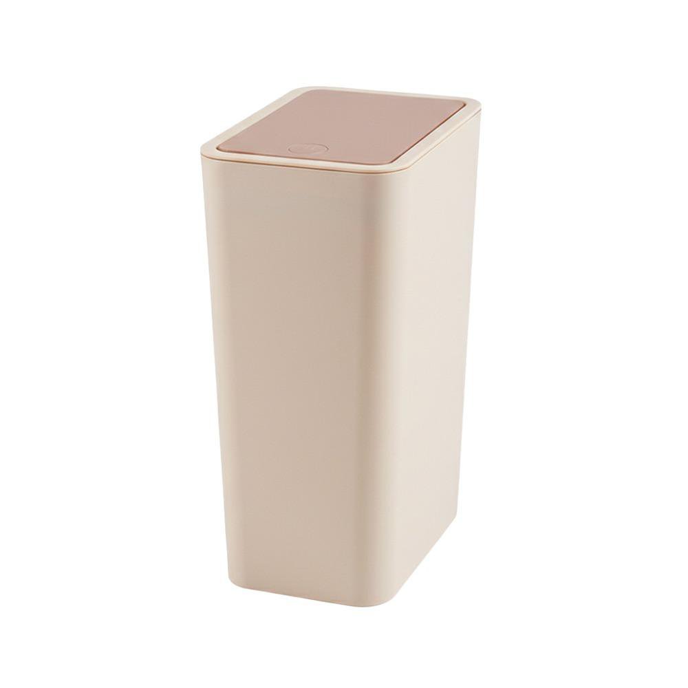 Basurero Plástico Beige y Café de 8 Litros