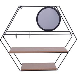 Repisa Hexagonal Con Espejo 51.5x10x45 Cm - Concepts
