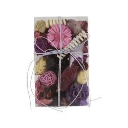 Caja De Flores Secas Decorativas Tonos Morados 14x6.5x23 Cm - Concepts