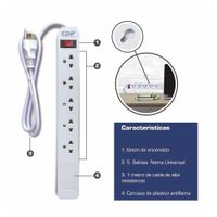 Protector Regleta 5 Entradas De 2200 W - Cdp
