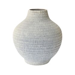 Florero Creta De Cerámica Artesanal Gris 19x22 Cm - Topis