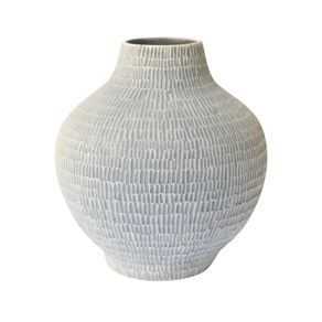 Florero Creta De Cerámica Artesanal Gris 19x22 Cm - Topis