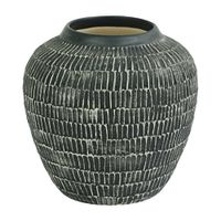 Florero Tokio De Cerámica Artesanal Negro 16x15 Cm - Topis
