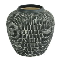 Florero Tokio De Cerámica Artesanal Negro 16x15 Cm - Topis