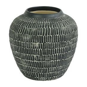 Florero Tokio De Cerámica Artesanal Negro 16x15 Cm - Topis