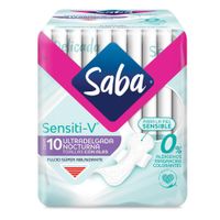 Paquete De Toallas Sensiti-V Ultradelgada Nocturna 10 Unidades - Saba