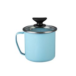 Vaso Recto De Acero Vitrificado Con Tapa De Vidrio Templado - Cinsa
