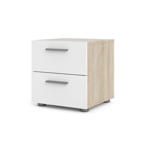 Mesa De Noche Con 2 Cajones Blanco Y Beige 40x40x42 Cm - Tvilum