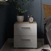 Mesa De Noche Con 2 Cajones Blanco Y Beige 40x40x42 Cm - Tvilum