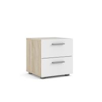 Mesa De Noche Con 2 Cajones Blanco Y Beige 40x40x42 Cm - Tvilum