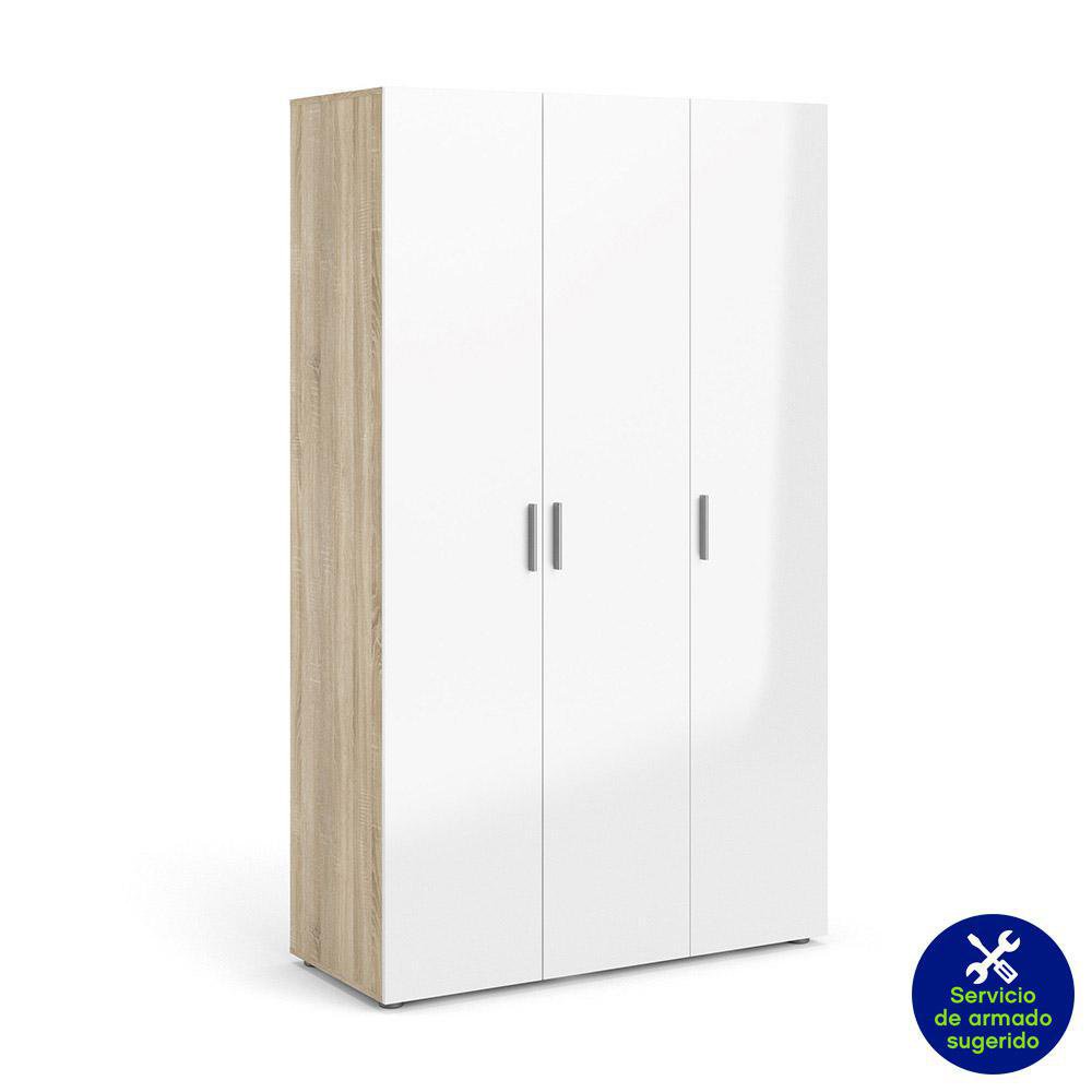Clóset Turin con 3 Puertas 50 x 118 x 201 cm Color Blanco y Beige