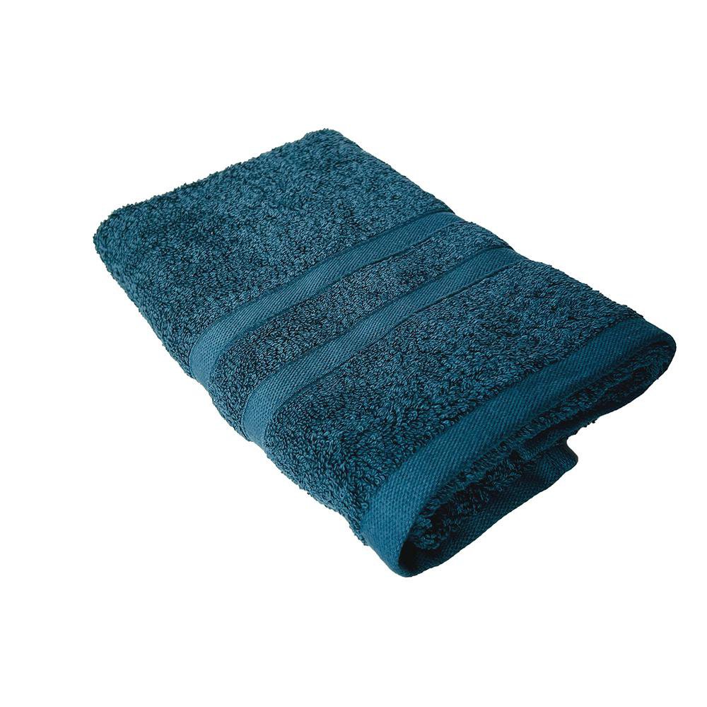 Toalla de Algodón Lisa con Bordes Decorativos Color Azul - Varios Tamaños Mano