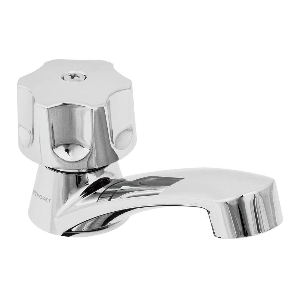 Grifo para Lavamanos Agua Fría Cuello Bajo Manija Hexagonal 4 plg Cromo