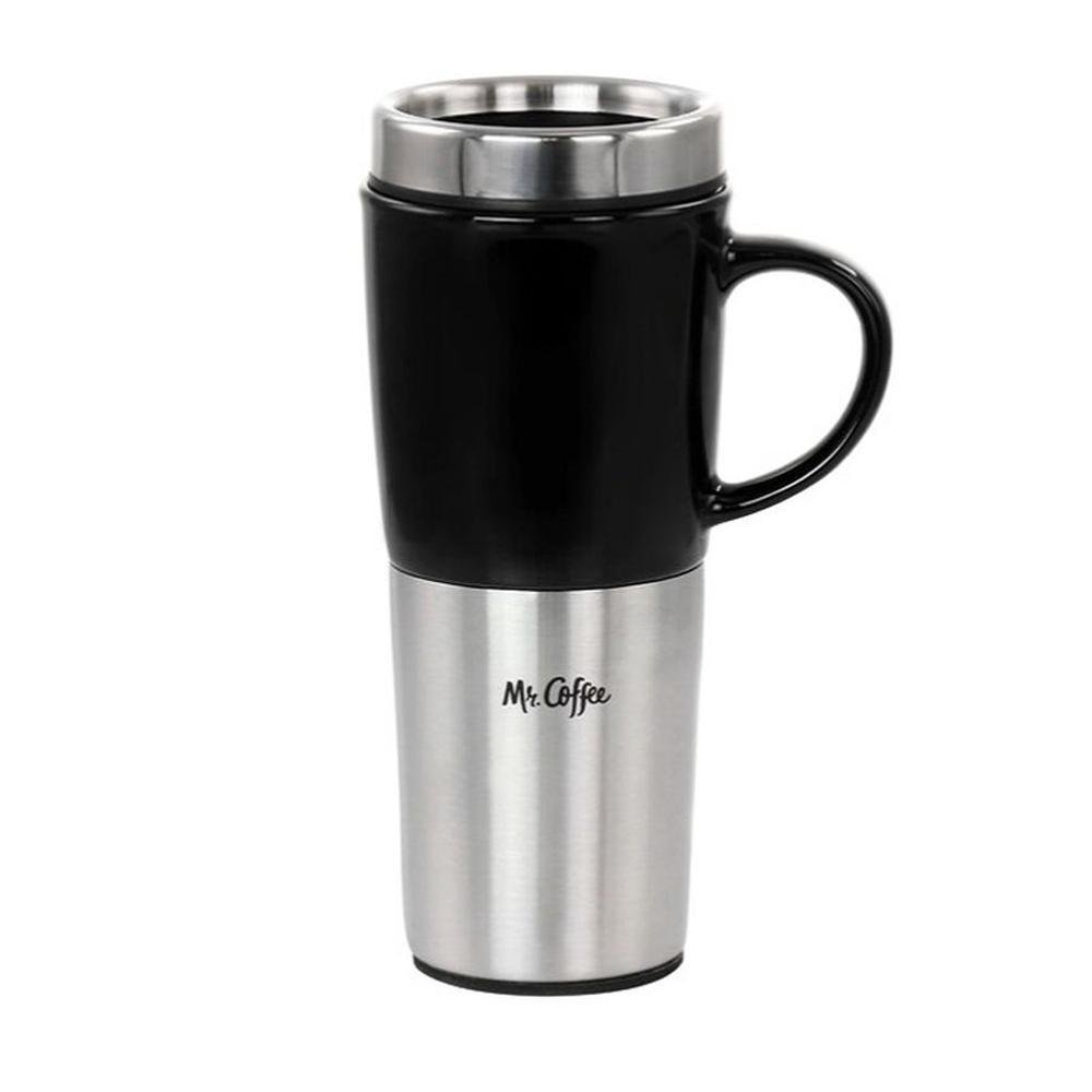 Termo de 473 ml de Acero Inoxidable con Tapadera Color Plateado con Negro