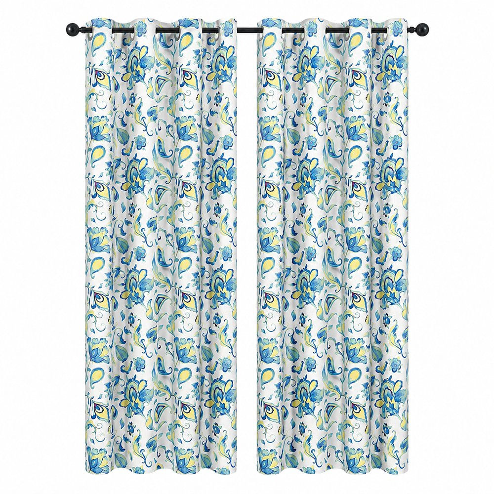 Cortina Blackout Estampada de 140 x 240 cm para Sala o Dormitorio Diseño Floral Multicolor