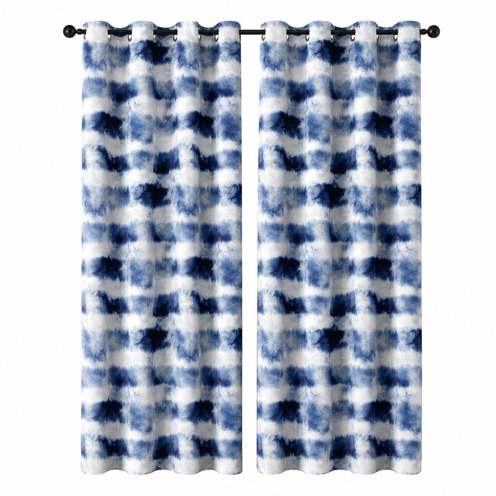 Cortina Blackout Tie Dye de 140 x 240 cm para Sala o Dormitorio Azul y Blanco Cortina 140…