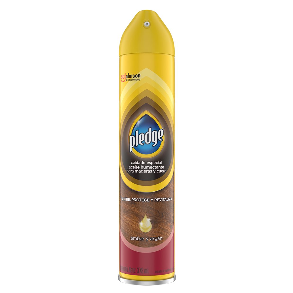 Limpiador en Aerosol Pledge Aceite Humectante Ámbar y Argán de 378 ml