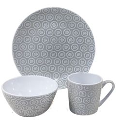 Vajilla Opella De Cerámica Gris Con Diseño 12 Pzas - Toscana