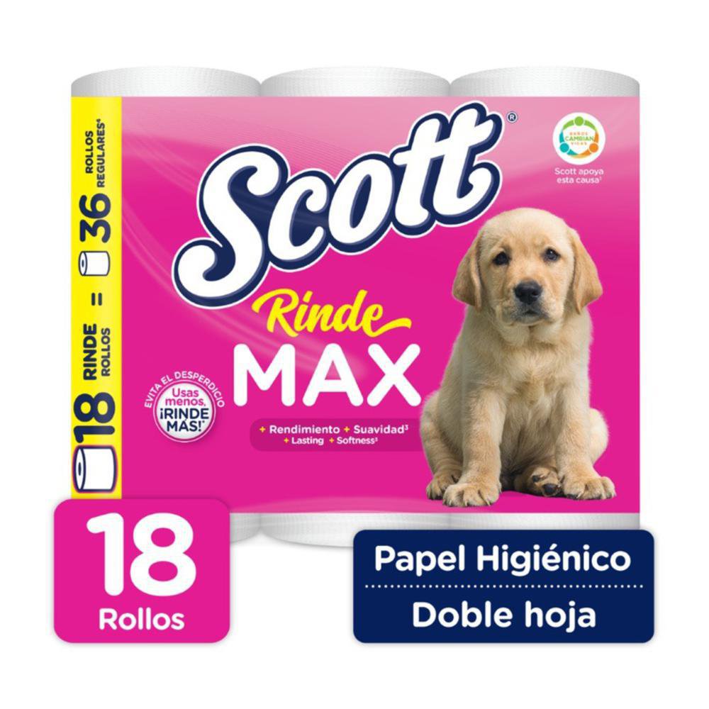 Papel Higiénico Doble Hoja Rinde Max, 18 Rollos Papel Higiénico Doble Hoja Rinde Max 18 Ro…