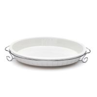 Plato Para Servir Ovalado De Vidrio Con Base
