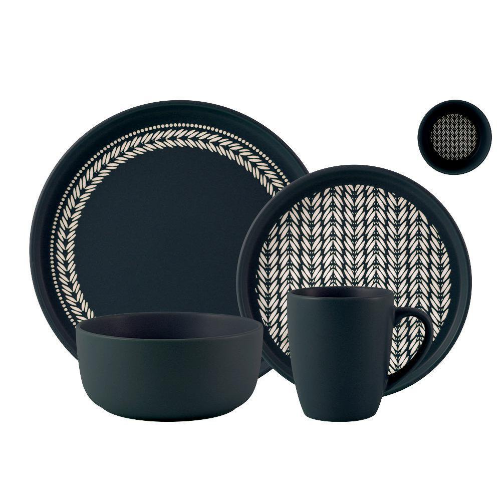 Set de Vajilla Vania de 16 piezas Color Gris Oscuro